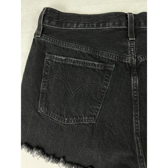 Levi’s Black Distressed High Rise Shorts Size W32 - Picture 6 of 10